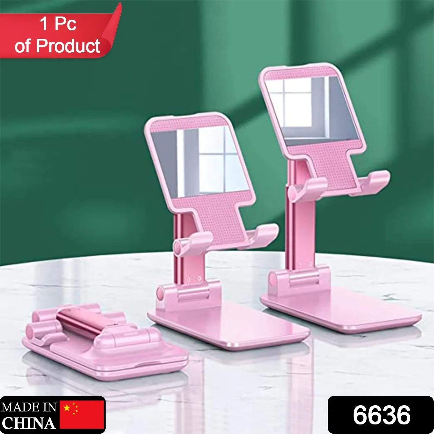 Desktop Cell Phone Stand Phone Holder with mirror full 3-Way Adjustable Phone Stand for Desk Height   Angles Perfect As Desk Organizers and Accessories.