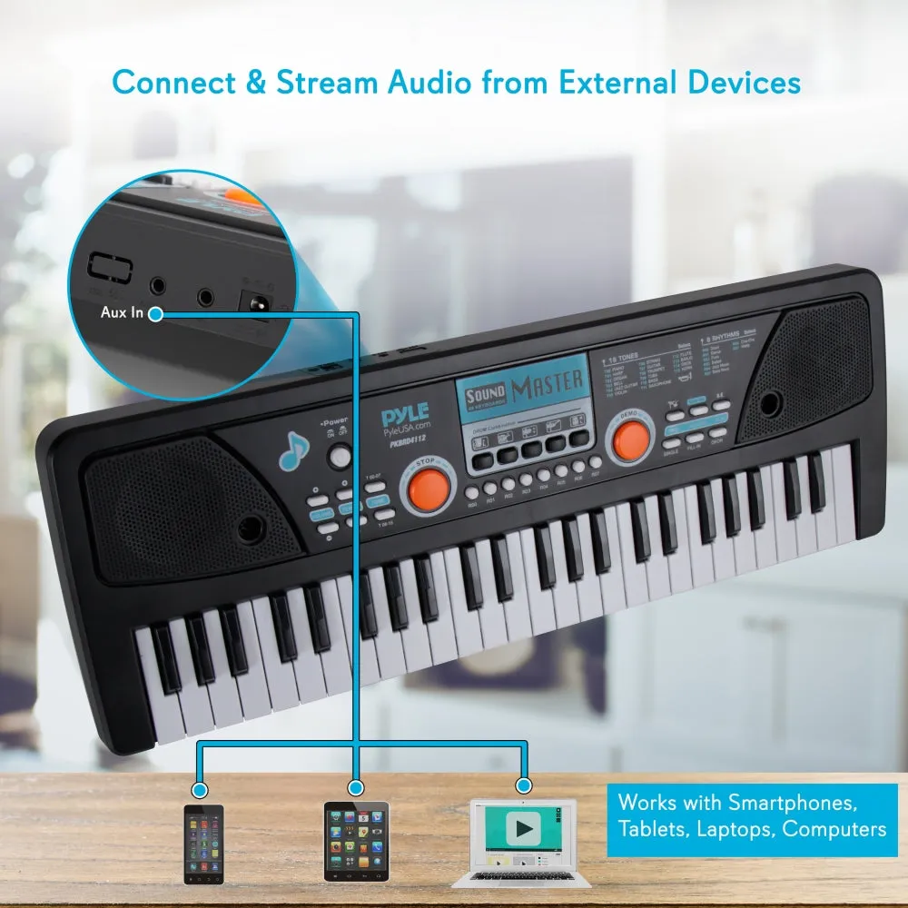 Digital Musical Karaoke Keyboard - Portable Electronic Piano Keyboard With Built-In Rechargeable Battery & Wired Microphone (49 Keys)