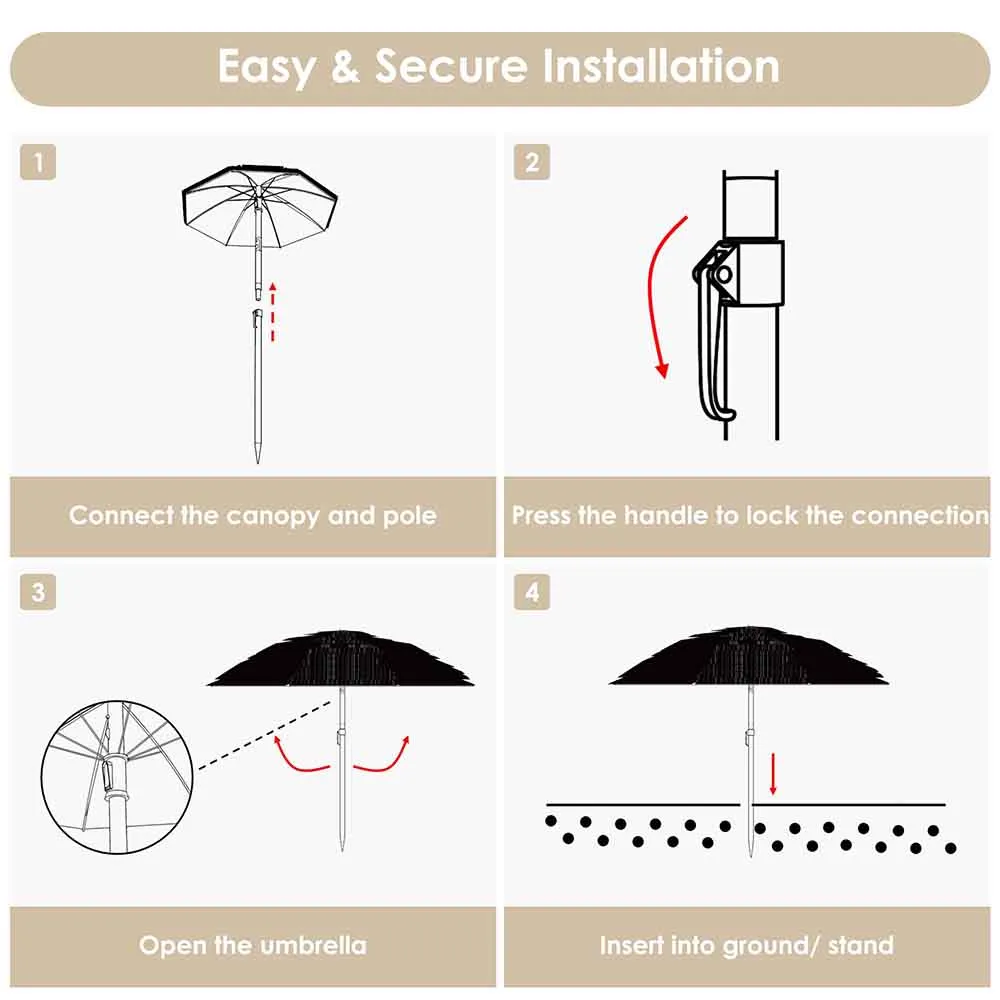 DIY 8ft Tilting Hula Umbrella Straw Tiki Umbrella 2ct/Pack