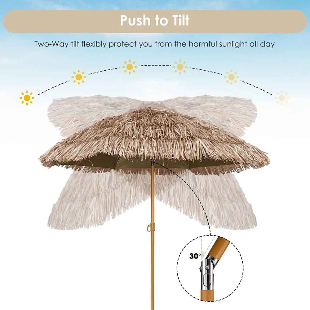 DIY 8ft Tilting Hula Umbrella Straw Tiki Umbrella 2ct/Pack