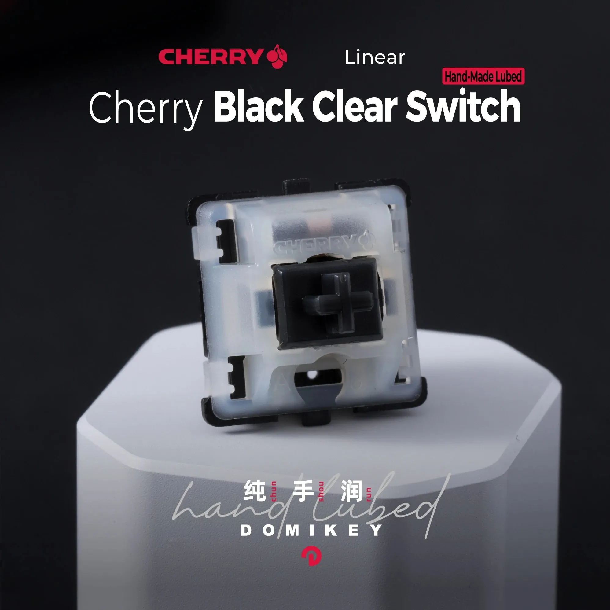 Domikey Cherry MX Black Clear Top Switch NIXIE Switch Linear 5pin 63.5g Black for mechanical keyboard Milky Top Black Hand Lubed