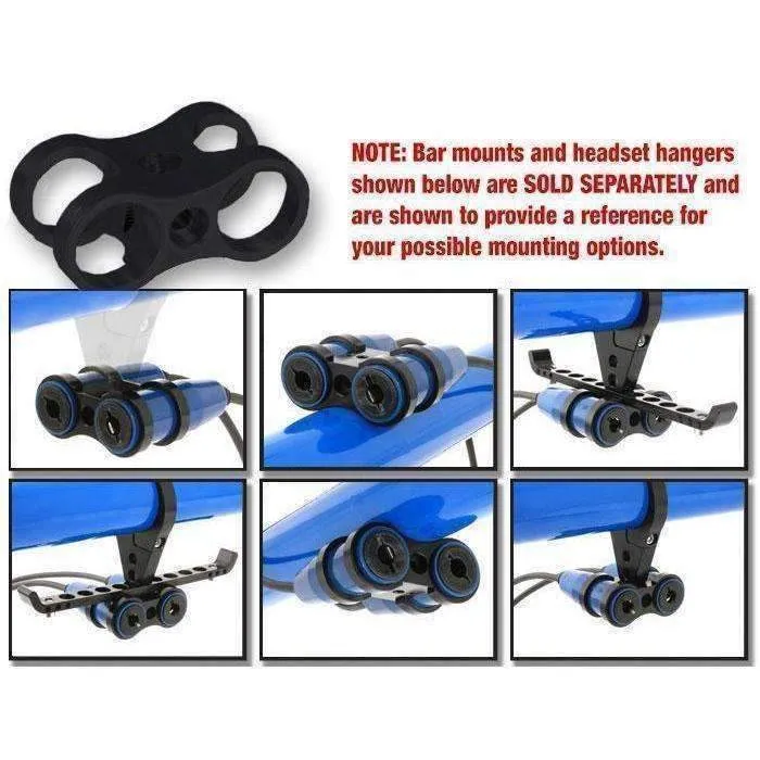 Dual Headset or Helmet Intercom  Jack - Bar Mount