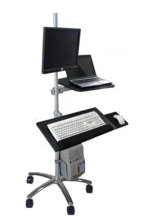 DVC04-F Rolling Pole Computer Workstation - Sit to Stand - Height Adjustable