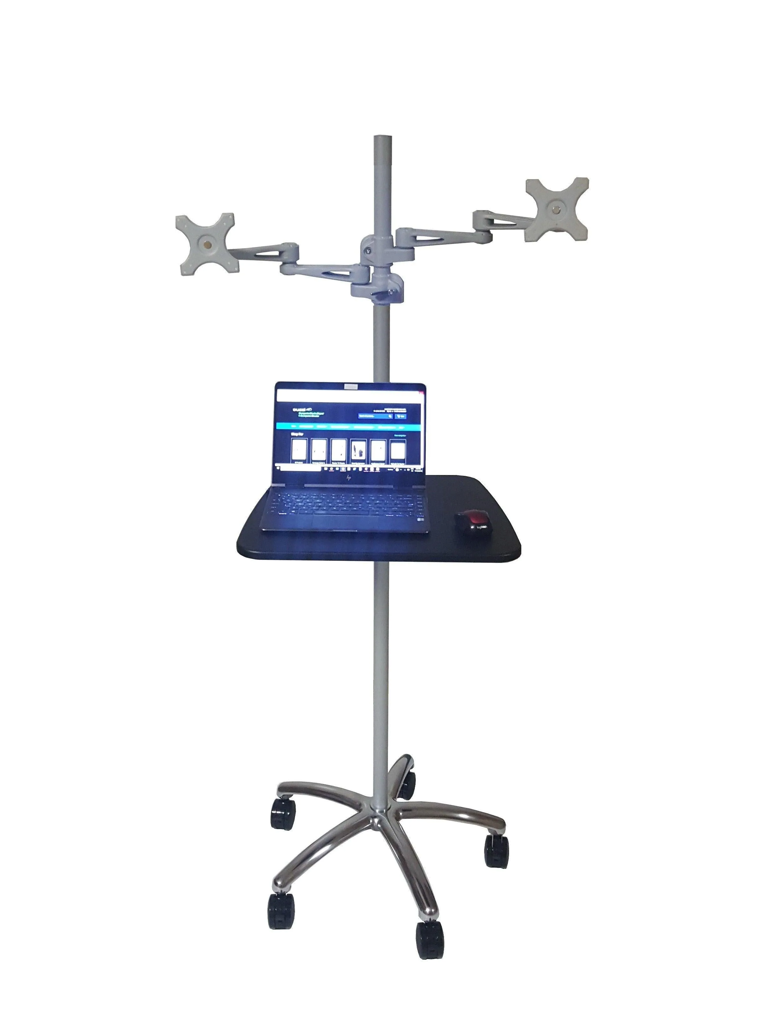 DVC04-F Rolling Pole Computer Workstation - Sit to Stand - Height Adjustable