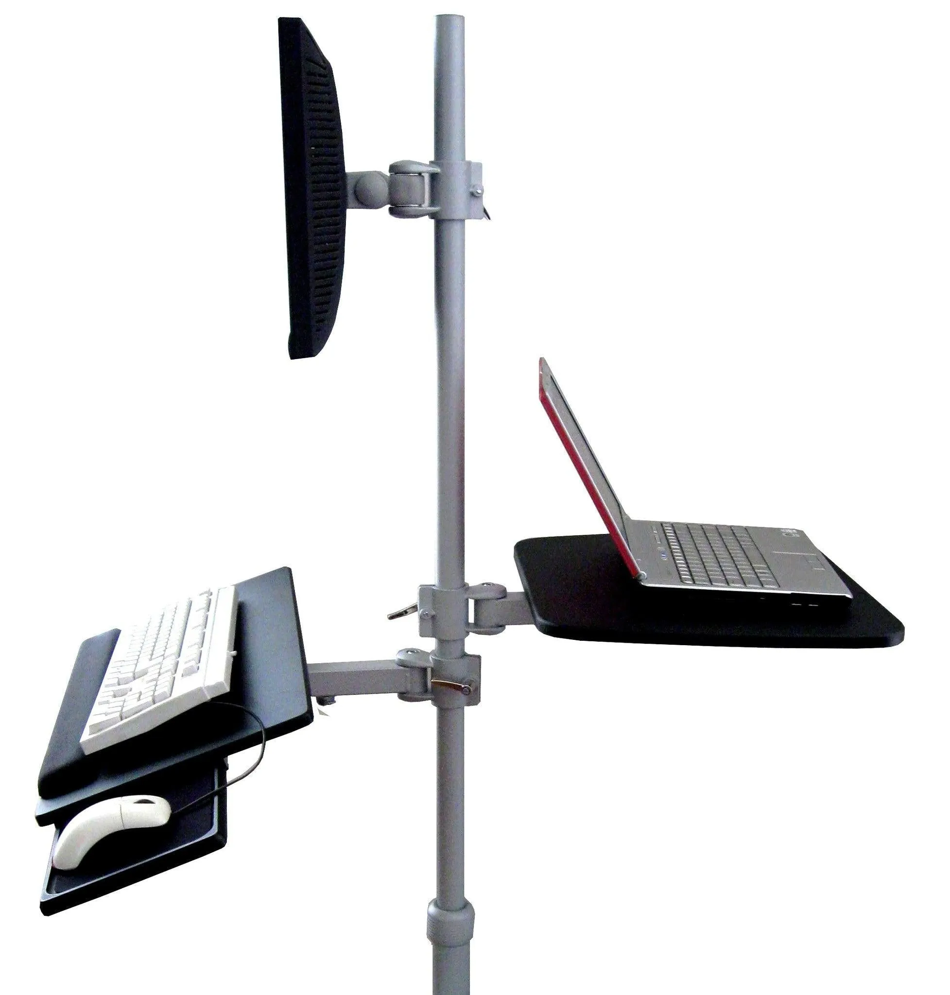 DVC04-F Rolling Pole Computer Workstation - Sit to Stand - Height Adjustable