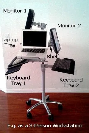 DVC04-F Rolling Pole Computer Workstation - Sit to Stand - Height Adjustable