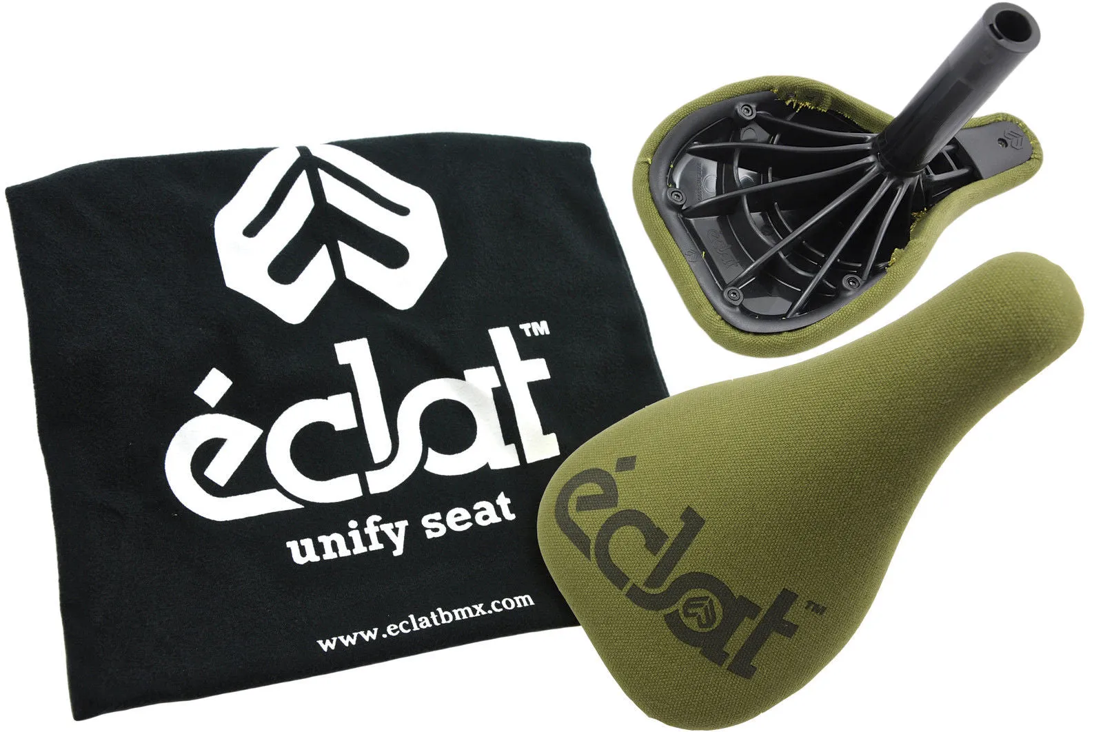 ECLAT UNIFY SEAT LIGHTWEIGHT SADDLE PADDED OLIVE GREEN BUILT IN 25.4 SEATPOST