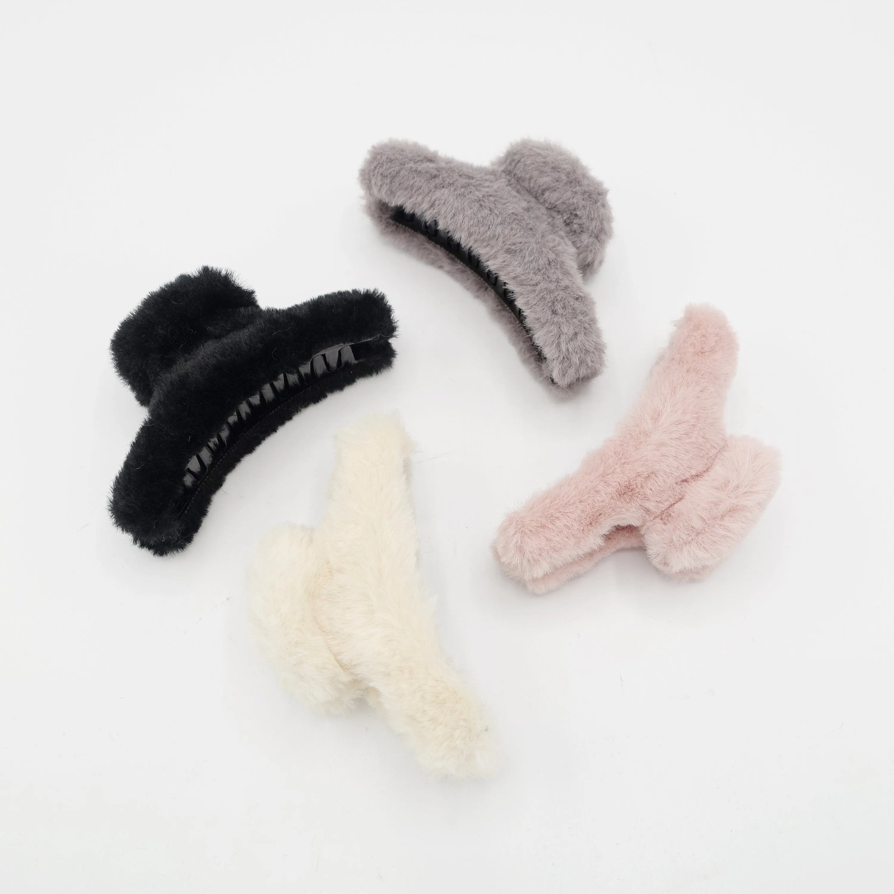 faux fur decorated hair claw Fall Winter clamp women hair accessory