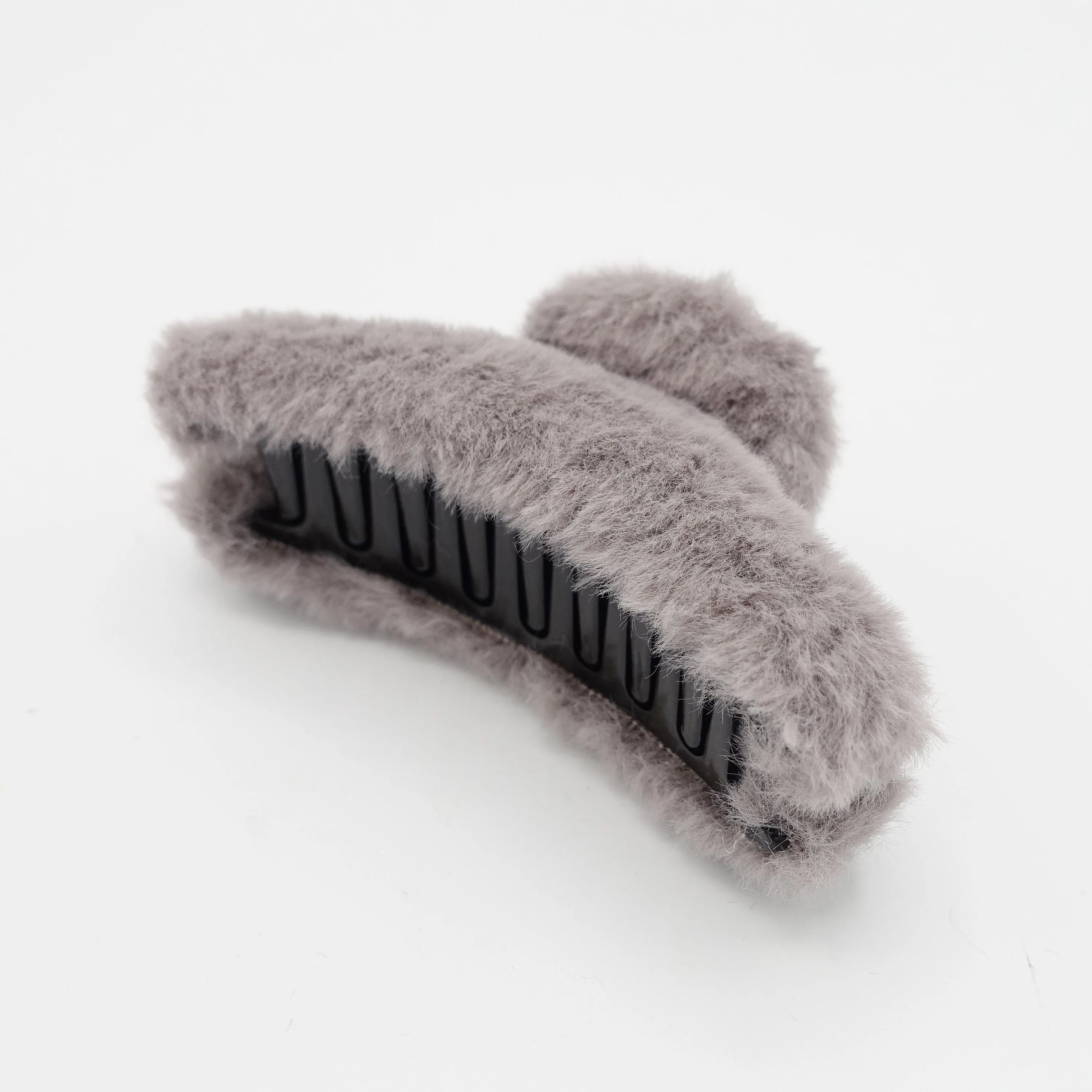 faux fur decorated hair claw Fall Winter clamp women hair accessory