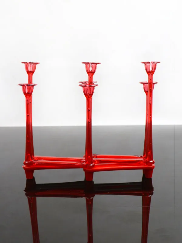 Foldable Glass Stand & Candle Stand Red