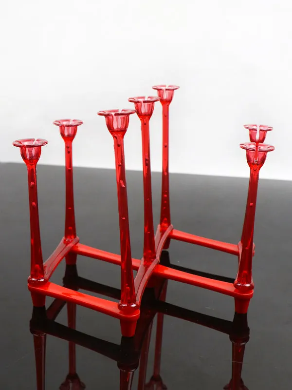 Foldable Glass Stand & Candle Stand Red