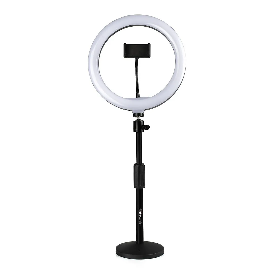 Gator GFW-RINGLIGHTDSKTP Ring Light Round Base Desktop Stand W/ Phone Clamp