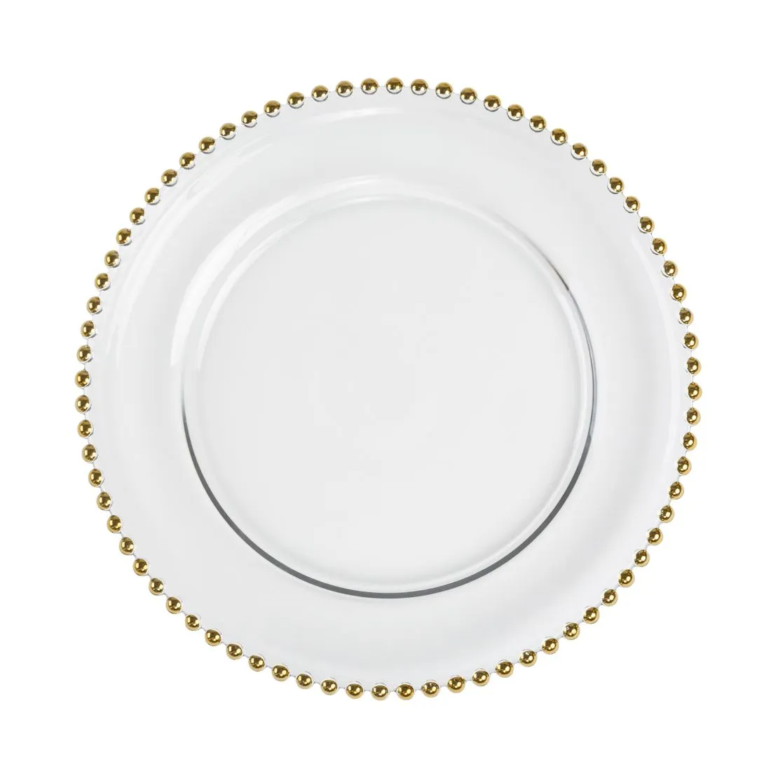 Gold Beaded Clear Glass Charger Plate 4/Pack (2 Colors)