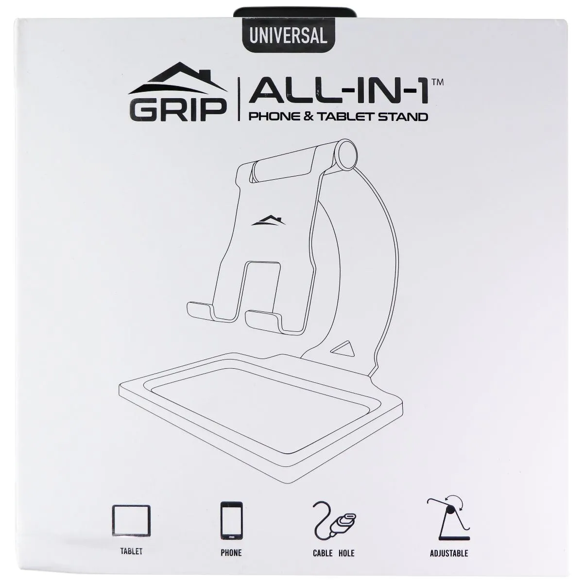 GRIP All-In-1 Phone and Tablet Stand for Viewing and Reading - Silver/Black