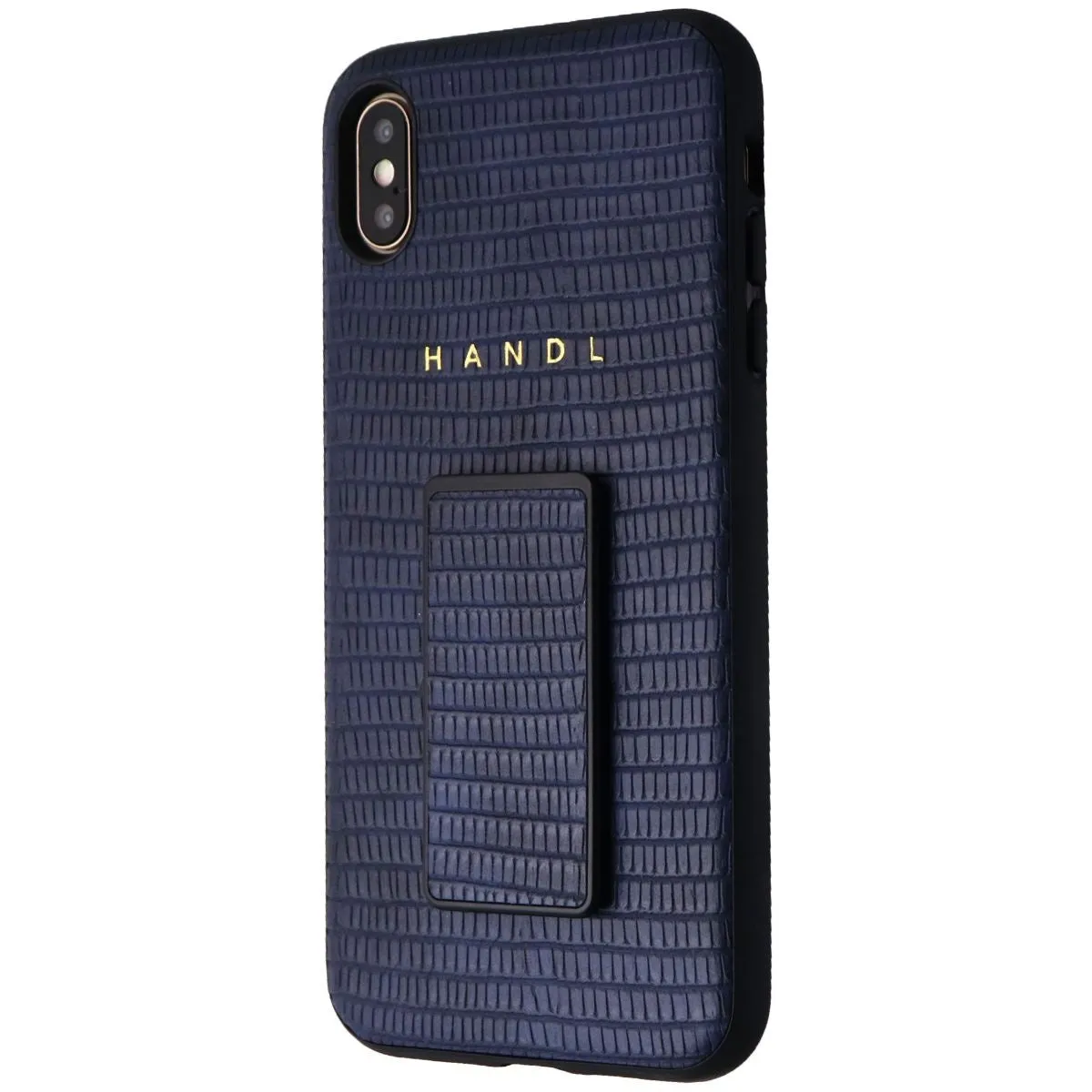 HANDL Hard Case with Handle/Grip for Apple iPhone Xs Max - Navy Croc Skin Blue