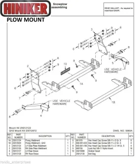 Hiniker Snowplow Mount - Quick Hitch 2 (QH2), 2003-2010 Chevy/GMC C4500-C5500 2WD, 25012872