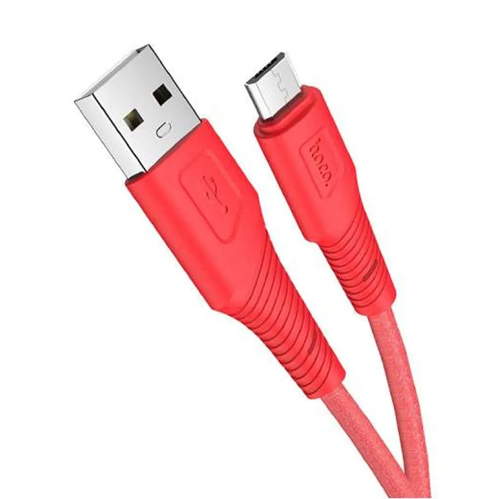 HOCO X58 Airy silicone charging data cable for Micro - red