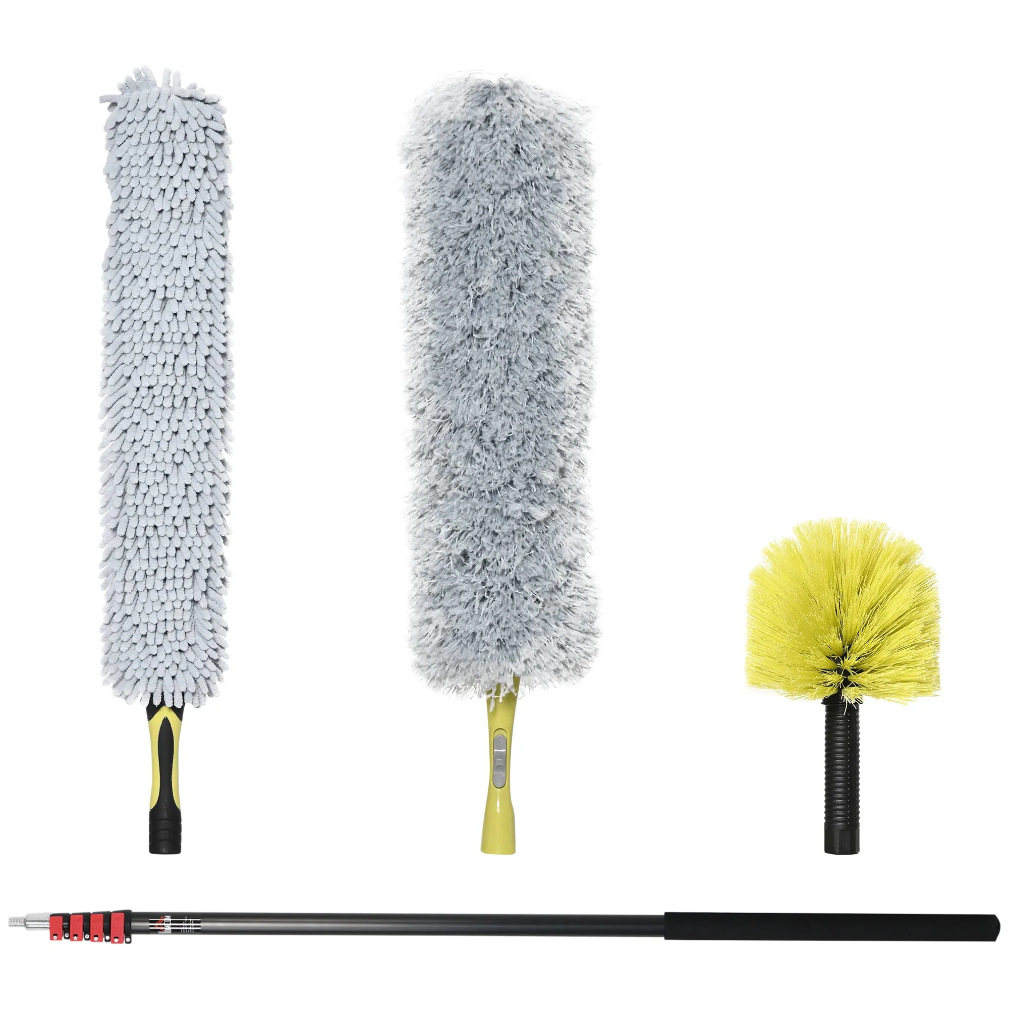 HOMCOM Extendable Feather Duster Cleaning Kit W/ Telescopic Pole 7.2m/23.6ft