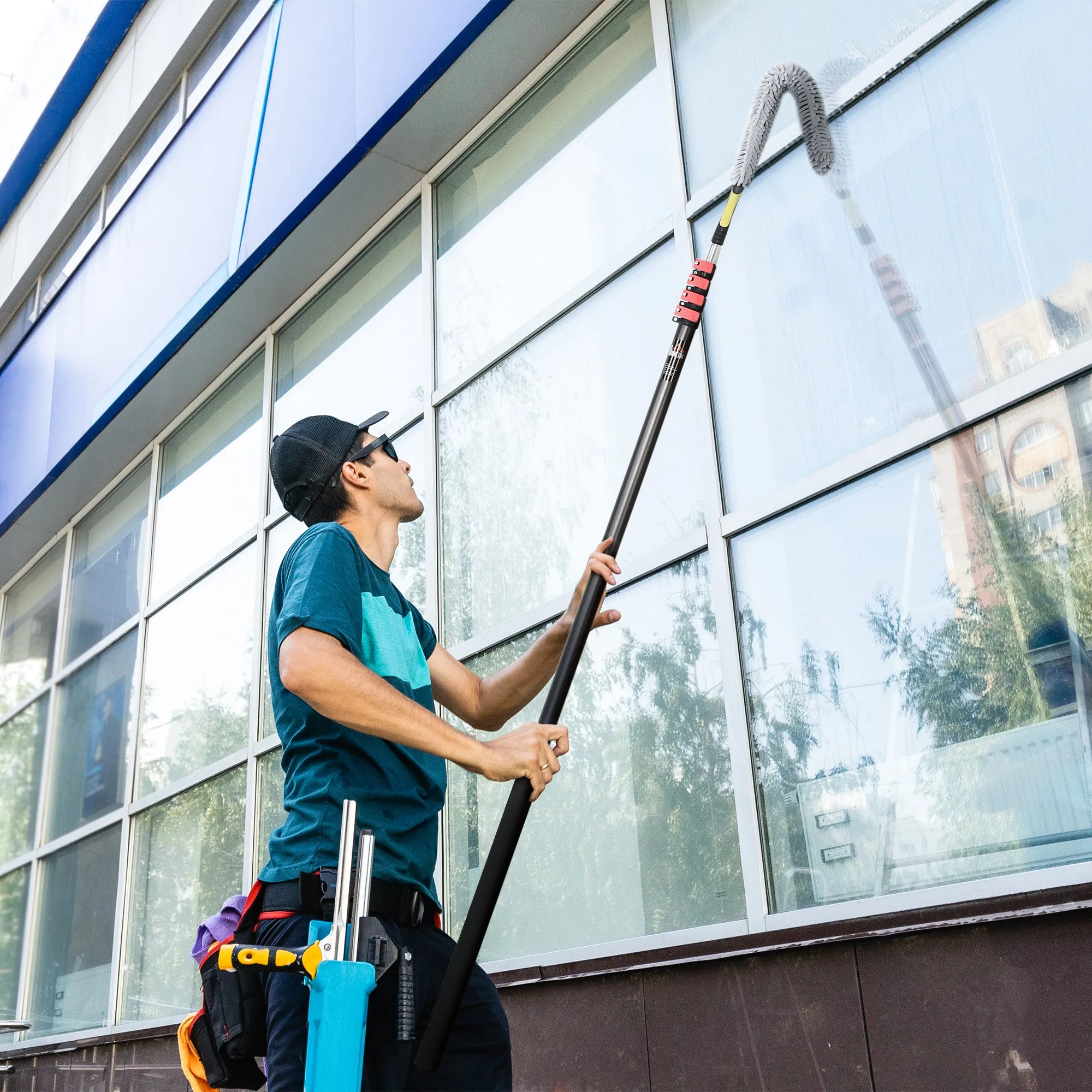 HOMCOM Extendable Feather Duster Cleaning Kit W/ Telescopic Pole 7.2m/23.6ft