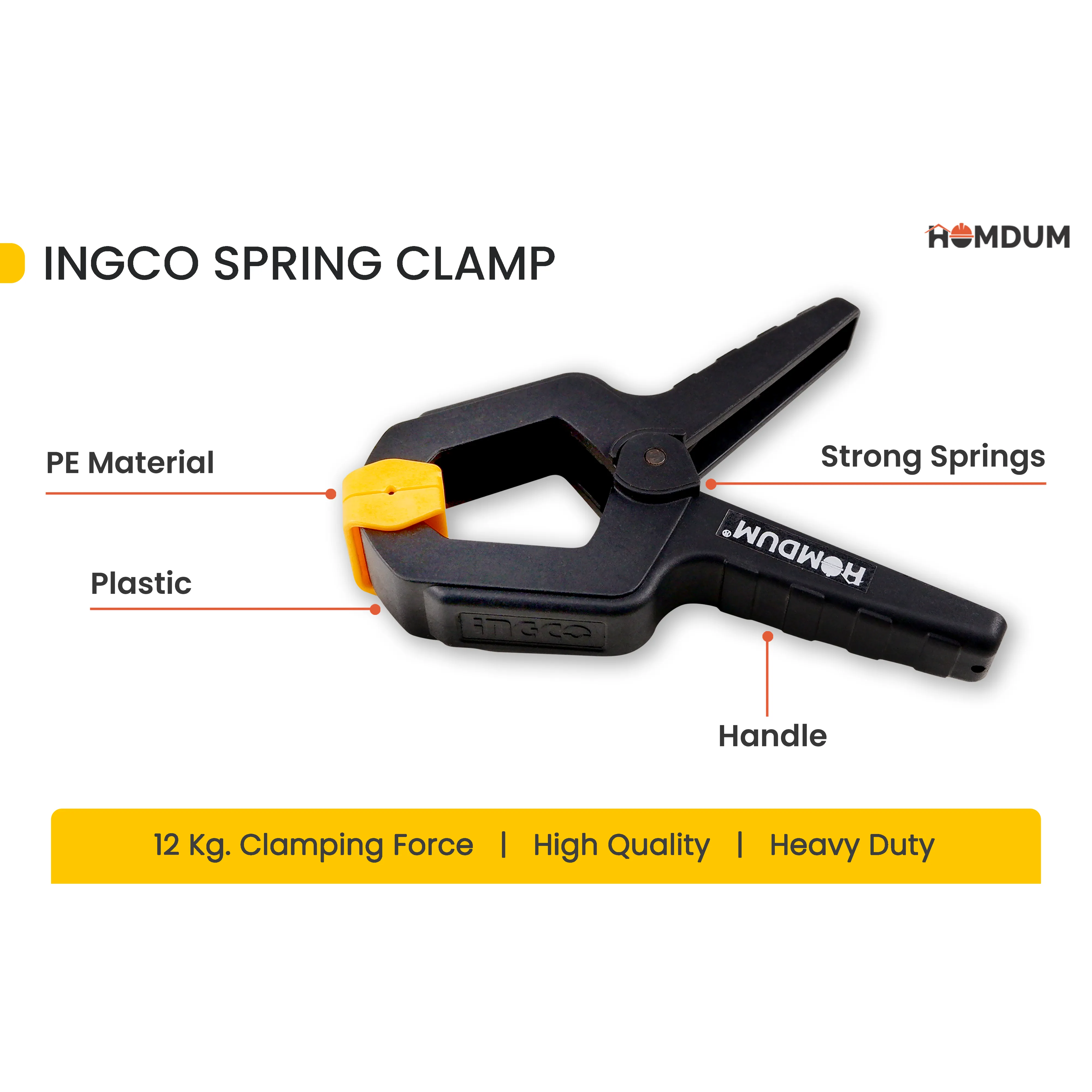 Homdum 4inch spring clamp for woodworking INGCO Pack of 1pc