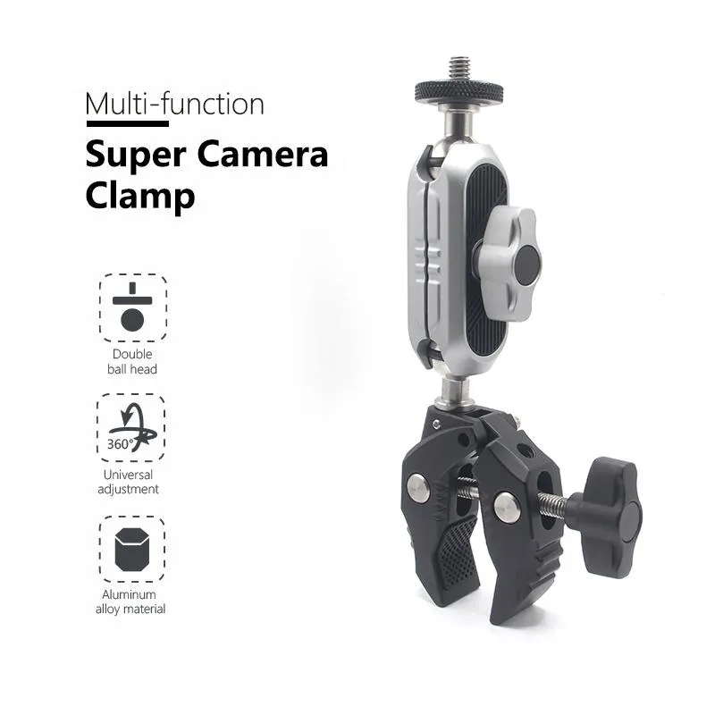 HRIDZ 360 Degree Rotation Aluminium Magic Arm Super Clamp Mount 1/4 Screw