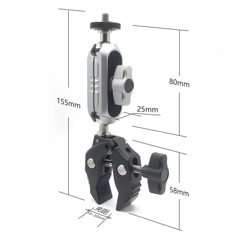 HRIDZ 360 Degree Rotation Aluminium Magic Arm Super Clamp Mount 1/4 Screw