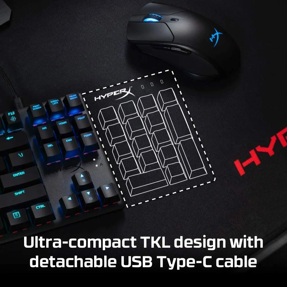 HyperX HX-KB7RDX-US Alloy Core - Tenkeyless Mechanical Gaming Keyboard, Software Controlled Light & Macro Customization, Compact Form Factor, RGB LED Backlit, Linear HyperX Red Switch