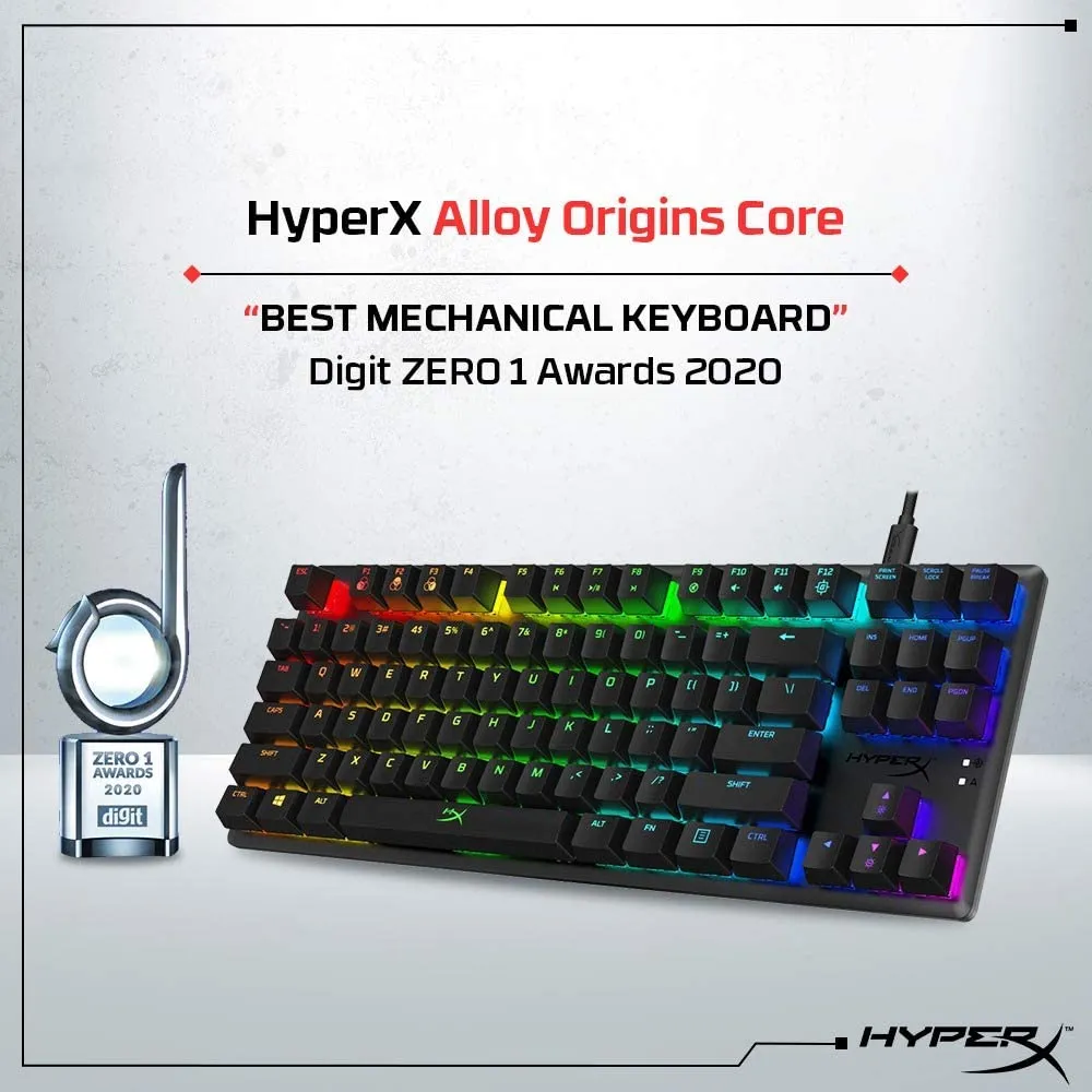 HyperX HX-KB7RDX-US Alloy Core - Tenkeyless Mechanical Gaming Keyboard, Software Controlled Light & Macro Customization, Compact Form Factor, RGB LED Backlit, Linear HyperX Red Switch