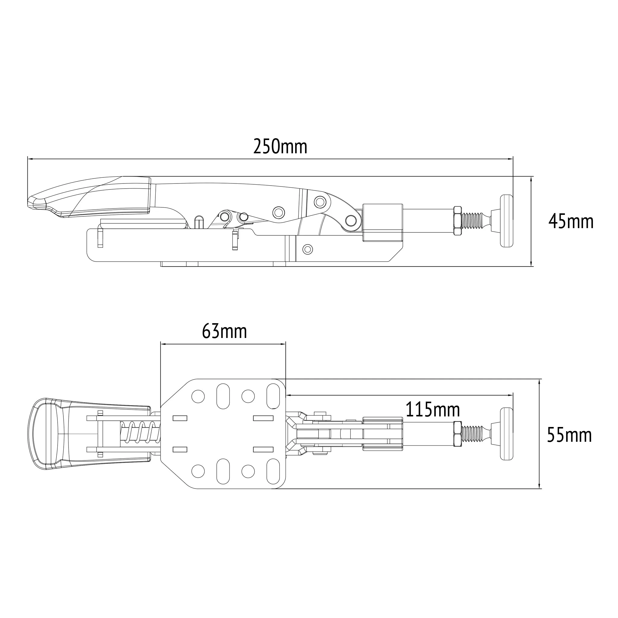 In Line Toggle Clamp - 20mm