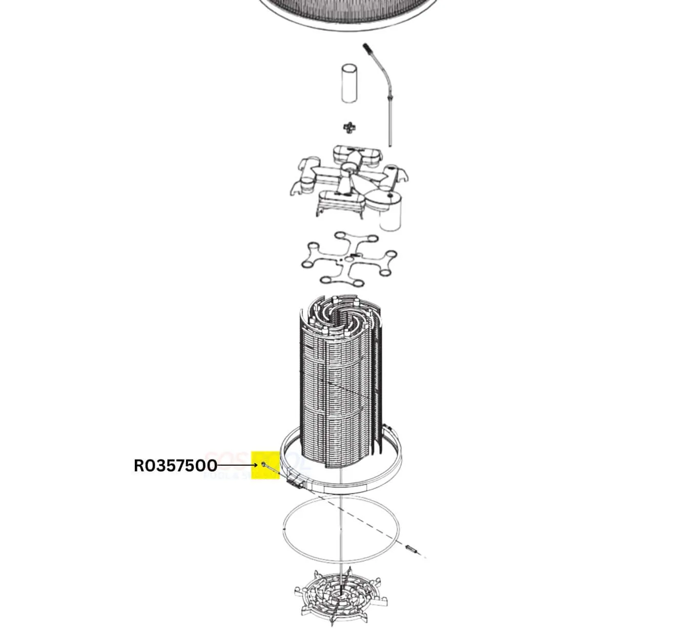 Jandy Bolt and Nut Knob for Jandy DEV and DEL Filter Clamp | R0357500