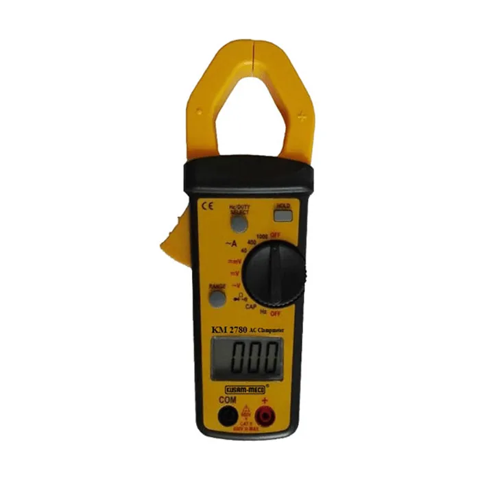 Kusam Meco KM 2780 Digital Clampmeter, 1000A AC, 3¾ Digit 3,999 Count Display, Large 40mm Jaw, Overload Protection, Auto Power Off