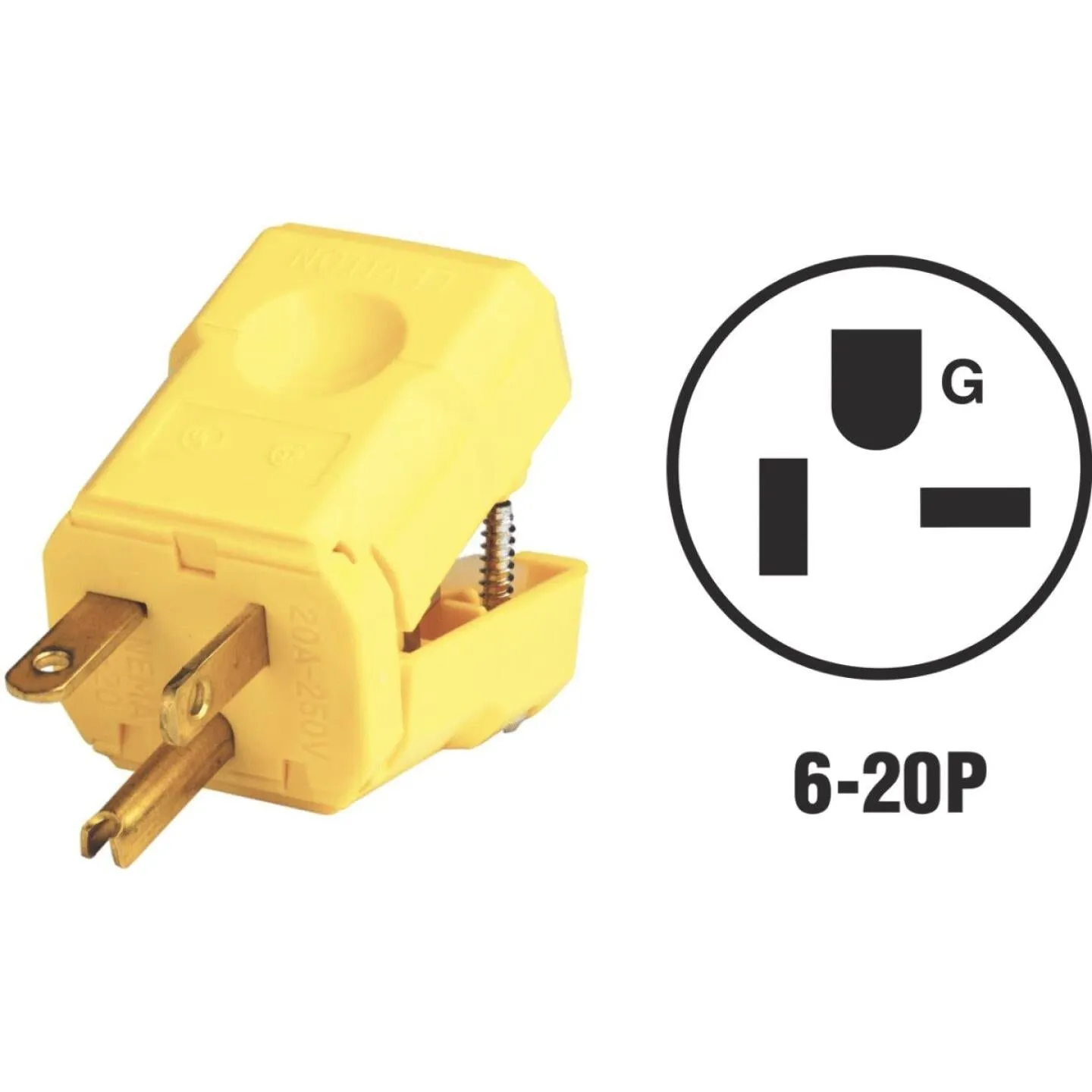 Leviton 20A 250V 3-Wire 2-Pole Python Cord Plug