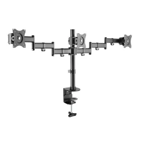 Lorell/Rocelco Black Triple Articulated Triple Monitor Desk Mount Arm for 13”-27” Computer Monitors, R DM3