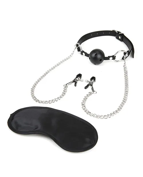 Lux Fetish Breathable Ball Gag with Adjustable Clamps