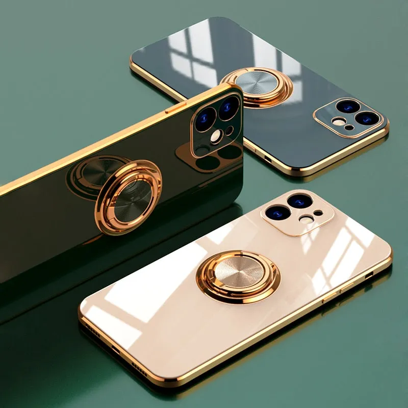 Luxury Royal Plating Ring Holder Phone Case For iPhone