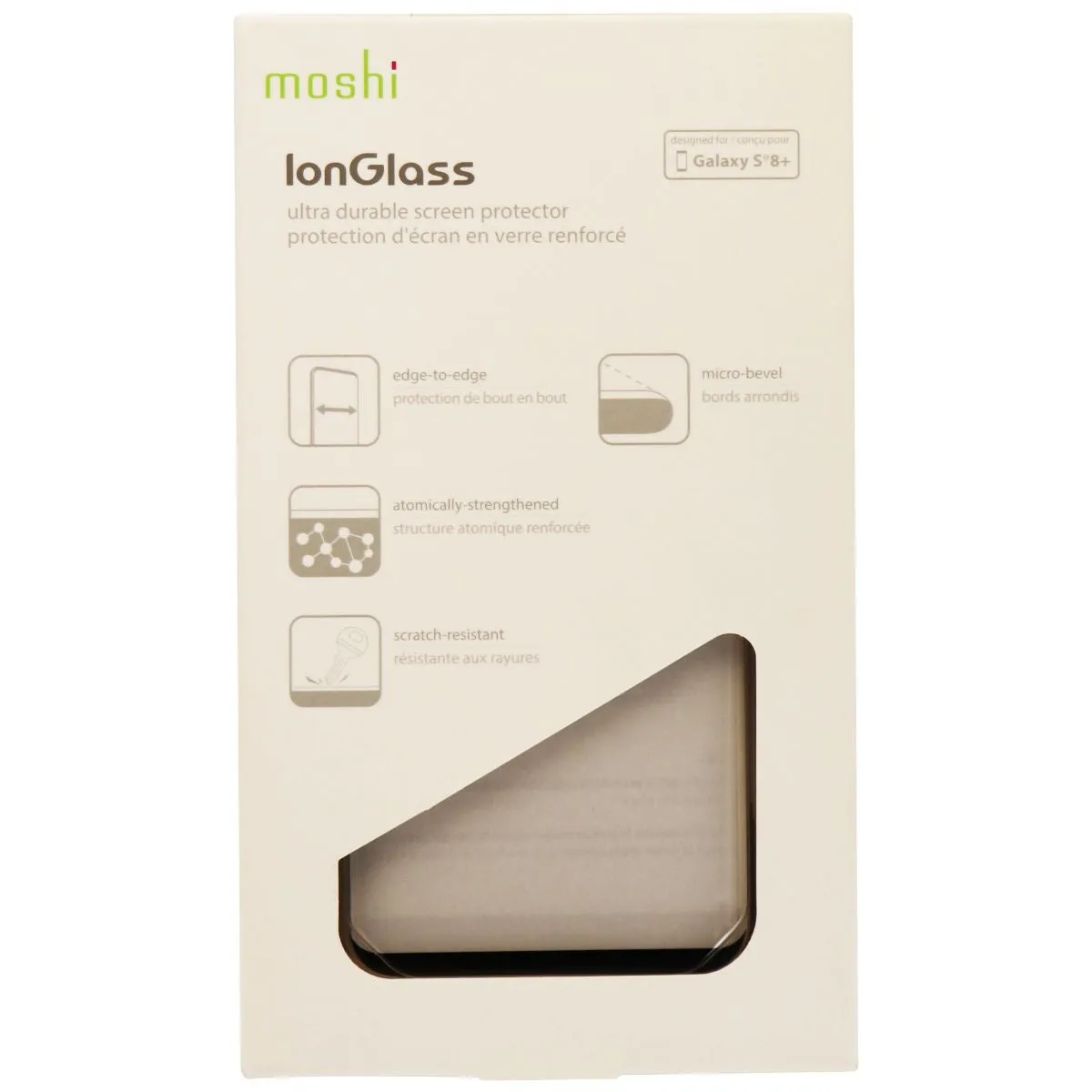 Moshi IonGlass Durable Screen Protector for Galaxy S8  (Plus) - Clear/Black Trim