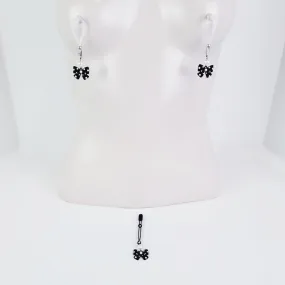 Nipple and Clit Set, Non Piercing, with Bows and Pearls. Choose Nipple Nooses or Your Choice of Nipple Clamps.