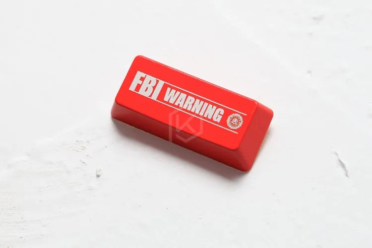 Novelty Shine Through Keycaps ABS Etched, Shine-Through FBI Warning black red for custom mechanical keyboard enter 2.25u