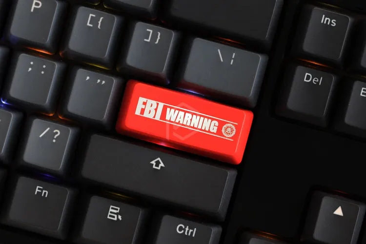 Novelty Shine Through Keycaps ABS Etched, Shine-Through FBI Warning black red for custom mechanical keyboard enter 2.25u