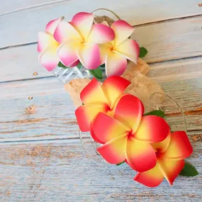 Orange Happy Plumeria Hawaiian Flower Hair Clamp