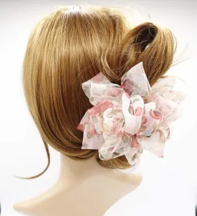 organza loop petal hair claw floral print hair clamp updo hair accessory for women