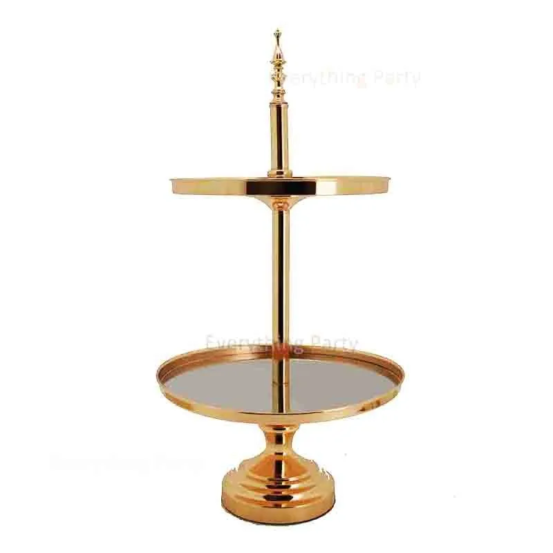 Party Hire - Deluxe Metallic Gold Cup Cake Stand 2 Tier