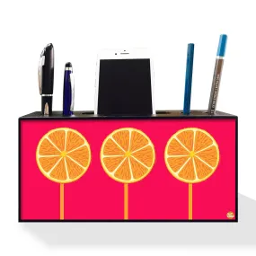 Pen Mobile Stand Holder Desk Organizer - Lemons Pink