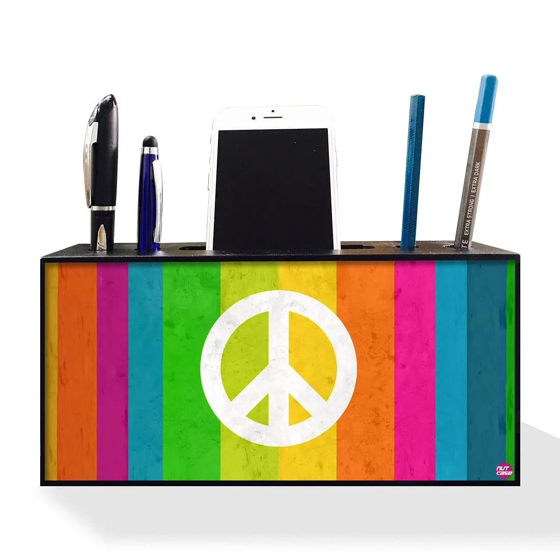 Pen Mobile Stand Holder Desk Organizer - Rainbow Peace