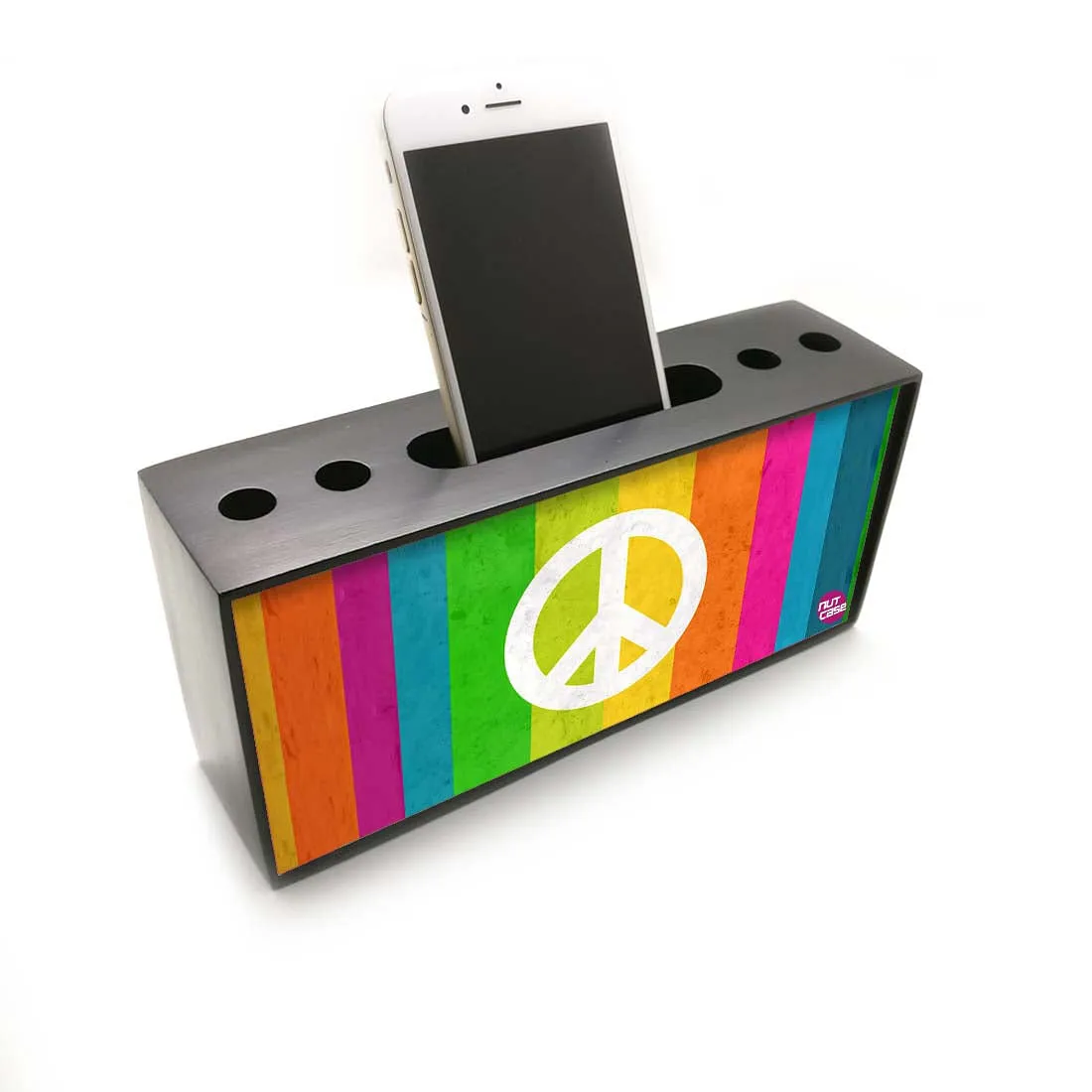 Pen Mobile Stand Holder Desk Organizer - Rainbow Peace