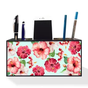 Pen Mobile Stand Holder Desk Organizer - Red Flower