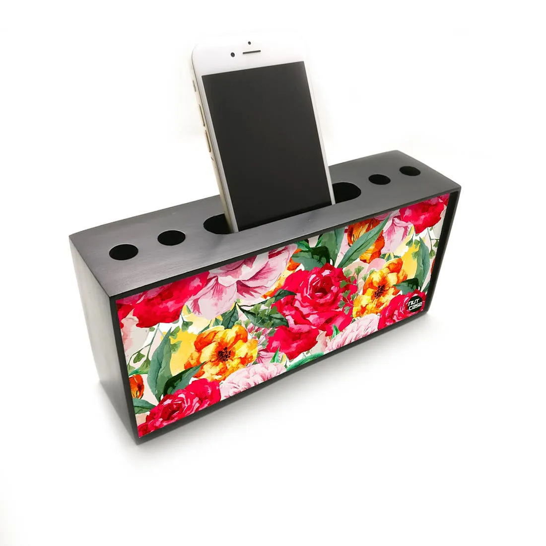 Pen Mobile Stand Holder Desk Organizer - Roses Red