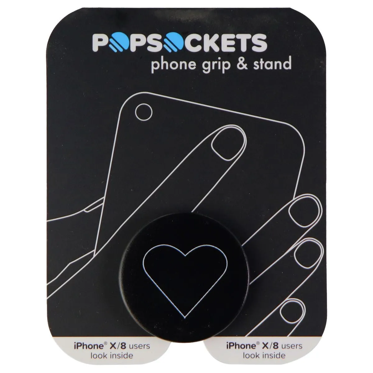 PopSockets: Collapsible Grip & Stand for Phones and Tablets - White Heart Black