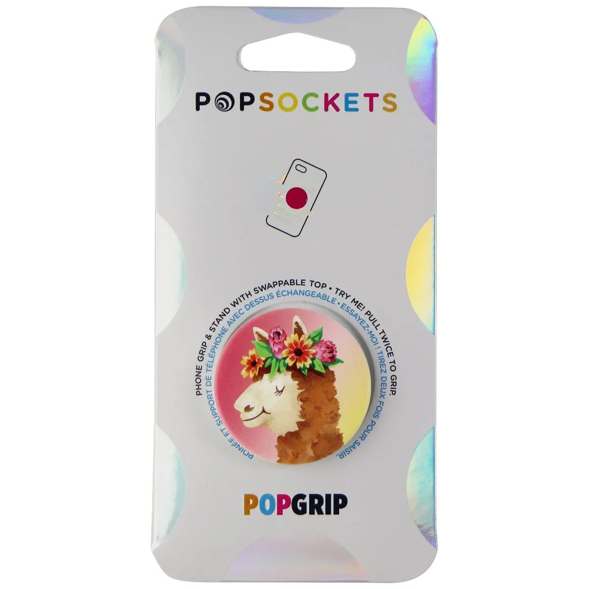 PopSockets PopGrip Expanding Stand and Grip with Swappable Top - Llamapalooza