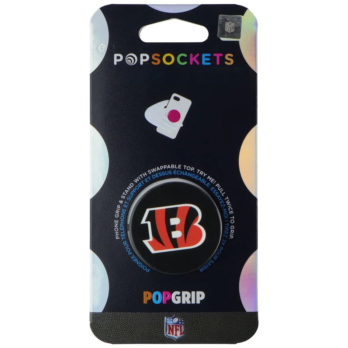 PopSockets PopGrip Expanding Stand and Grip w/Swappable Top - NFL Bengals Logo